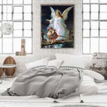 1pc 5D DIY Diamond Painting Kit, Religious Angel Holy Pattern, Round Full Drill Mosaic Craft Set, High Definition Art Diamond Painting, Focus And Relax Through DIY, Suitable For Living Room, Bedroom, Office Wall Decor, Surprise Holiday Home Decor Gift For Family And Friends, Unframed - Multicolor - View 3