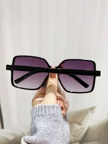 New Fashion Big Frame Square Fashion Glasses Vintage Personalized Shades Eyewear - Grey - View 2