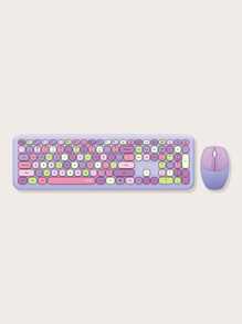 Juego de teclado y ratón inalámbricos Mofii 666, diseño ultradelgado y lindo, adecuado para hogar y oficina, compatible con la mayoría de los dispositivos excepto  Apple Laptop e iPad - Morado - Ver 2
