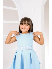 Young Girls Dresses - Baby Blue - View 8