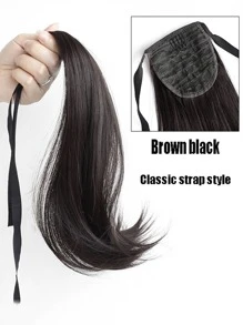 Synthetic Long Straight Claw Clip On Ponytail Hair Extensions Heat Resistant Pony Tail Hair Piece For Women Daily Party - Black - View 3