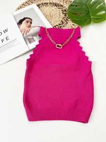 Women Knit Tops - 玫紅色 - 查看 5