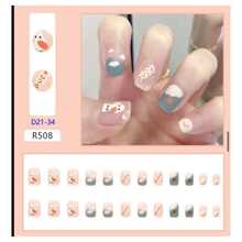 Kit de 5 Modelos Uñas Decoradas con Diseños Unicos y Elegantes con Pegamento - Verde - Ver 2
