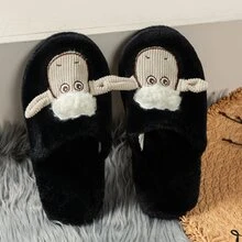 Của phụ nữ Cừu Cartoon Trong nhà Thời trang Dép đi trong nhà Đối với Nhà  , Mùa Đông - màu đen - Xem 5