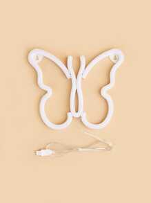 1入組蝴蝶形狀led霓虹燈牆燈,可用usb +3 * 1.5v Aa電池電源供電,適用於臥室婚禮派對家庭裝飾燈 - 粉色 - 查看 5