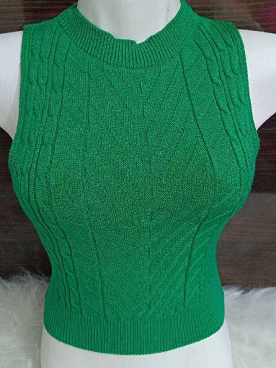 Women Knit Tops - xanh quân đội - Xem 1