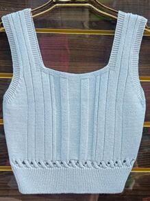 Women Knit Tops - Baby Blue - View 2