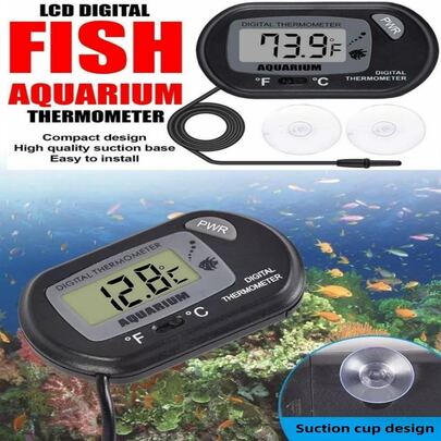 1 pieza Termómetro digital de alta precisión para acuario, pecera o terrario de mascotas, con ventosa y pantalla digital, adecuado para tanques de peces y cajas de reptiles