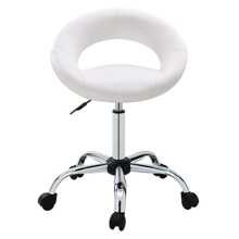 Adjustable Swivel Work Stool Task Chairs,White Massage Salon Home Office Facial Spa Medical Chair Stool Backrest Cushion & Wheels