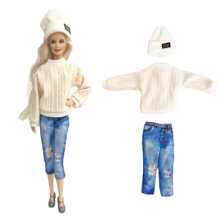 1套30cm公主休閒穿著粉色時尚帽子秋季穿著黑色七分褲出售,為娃娃配件、娃娃孩子女孩禮物（不含娃娃） - 白色 - 查看 1