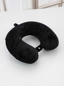 Cuscino da viaggio in velluto a memoria 100%, cuscino da viaggio confortevole e traspirante, cuscino a forma di U rimovibile adatto per viaggi, auto, casa, ufficio, aereo, treno, per evitare che la testa cada in avanti, sostenendo testa e collo [Nero][Il prodotto è confezionato sottovuoto, aprirlo per la circolazione dell'aria e il ripristino prima dell'uso]