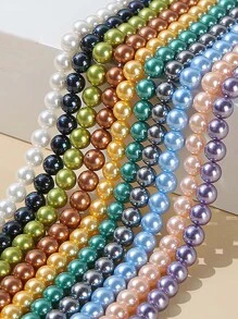 9種顏色的天然珍珠珠子,適用於diy珠寶製作,如手鍊,項鍊和其他配飾 - 黃色 - 查看 1