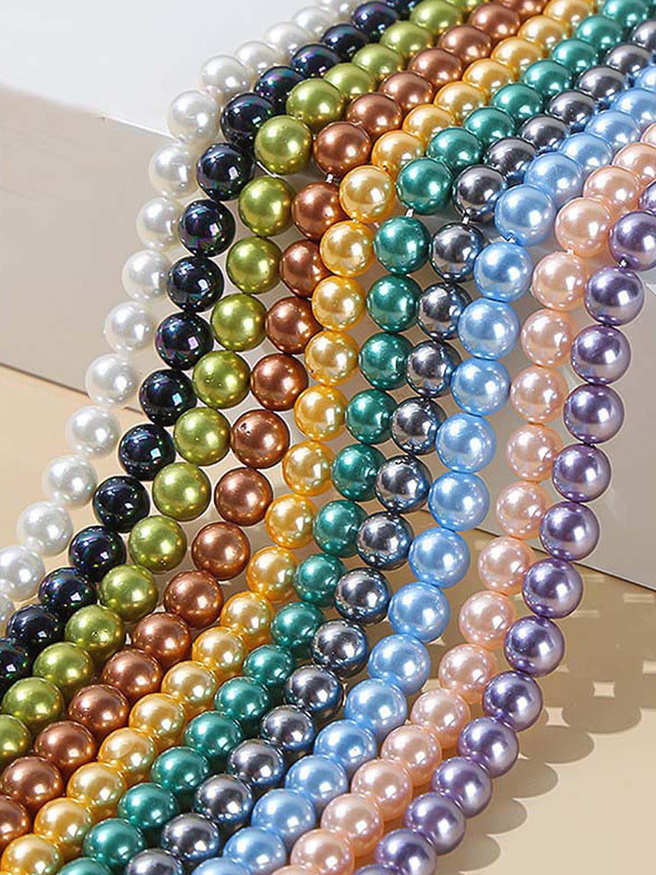 9種顏色的天然珍珠珠子,適用於diy珠寶製作,如手鍊,項鍊和其他配飾 - 黃色 - 查看 1