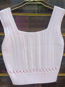 Women Knit Tops - Baby Pink - View 2