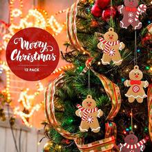 12入組可愛運動小薑餅人飾品,適用於聖誕樹裝飾、聖誕派對用品,是送給家人和孩子的聖誕禮物