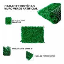 Muro Verde Artificial Follaje Sintético Jardin 60 cm X 40 cm, Plantas artificiales para pared de fácil armado, Muro de plantas de plástico para exteriores - Verde - Ver 4