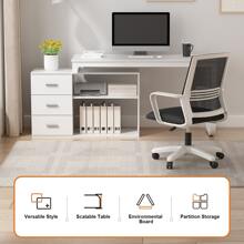55.1" Large L-Shaped Office Desk with 41.3" File Cabinet, Corner Computer Desk with 3 Drawers & 2 Shelves, Workstation Executive Desk with Storage Shelf for Home Office