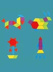 155件木製拼圖塊套裝 - 幾何形狀拼圖玩具,提供嬰兒啟蒙,蒙特梭利益智玩具和24張卡片 - 彩色 - 查看 8