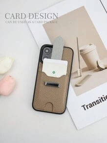 1pc Anti-Drop Phone Case With Card Holder, Compatible With IPhone 17, 17 Air, 16e/11/12/13/14/ 15 Pro Max, Galaxy S20 Ultra, Galaxy S21 Plus, Galaxy S21 Ultra, Galaxy S22 Plus, Galaxy S23/S24/S25 Ultra, Pixel 5A 5G, Pixel 6 Pro, Pixel 7, Pixel 7 Pro, Pixel 8, Pixel 8 Pro, Xperia 1 V, Xperia 5 V, Xperia 10 V - Mocha Brown - View 3