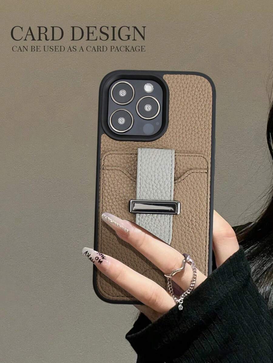 1pc Anti-Drop Phone Case With Card Holder, Compatible With IPhone 17, 17 Air, 16e/11/12/13/14/ 15 Pro Max, Galaxy S20 Ultra, Galaxy S21 Plus, Galaxy S21 Ultra, Galaxy S22 Plus, Galaxy S23/S24/S25 Ultra, Pixel 5A 5G, Pixel 6 Pro, Pixel 7, Pixel 7 Pro, Pixel 8, Pixel 8 Pro, Xperia 1 V, Xperia 5 V, Xperia 10 V - Mocha Brown - View 1