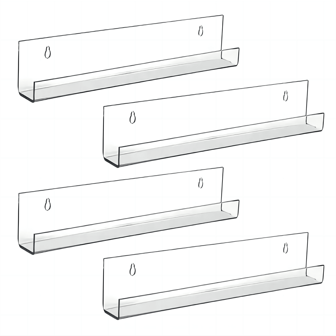 2/3/4 件透明亚克力唱片架 - 壁挂式相册架和 LP 展示架，适用于唱片收藏家 - 白色家居装饰收纳架，适用于客厅和浴室秋季家居装饰房间装饰