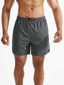 Pantalones Cortos De Baloncesto De Doble Capa Para Hombres - Gris - Ver 4