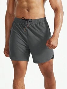 Pantalones Cortos De Baloncesto De Doble Capa Para Hombres - Gris - Ver 7
