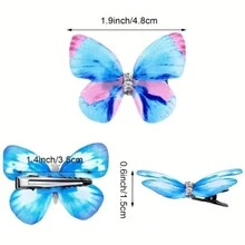 12pcs Double Layer Diamond Butterfly Hair Clips With Thin Veil - Multicolor - View 4