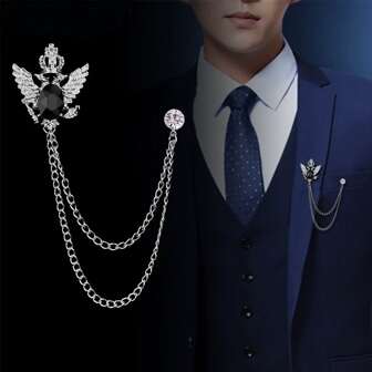 One Men Brooch Court Style Jacket Decoration Tassel Chain Collar Pin Skull Skeleton