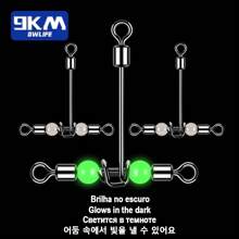 3 Way Swivels 15Pcs Three Way Fishing Swivel Tackle Stainless Steel T-Shape Fishing Barrel Rolling Swivel With Glow Beads