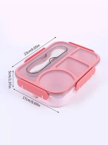 1 件便当盒，带勺子和 4 个隔层，带盖塑料餐食准备容器，防漏食物储存零食容器，适用于成人、工作、家庭、厨房、圣诞节礼物