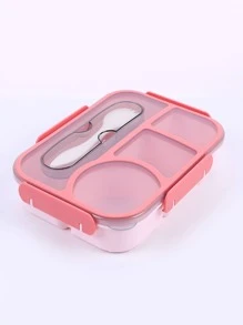 1 件便当盒，带勺子和 4 个隔层，带盖塑料餐食准备容器，防漏食物储存零食容器，适用于成人、工作、家庭、厨房、圣诞节礼物