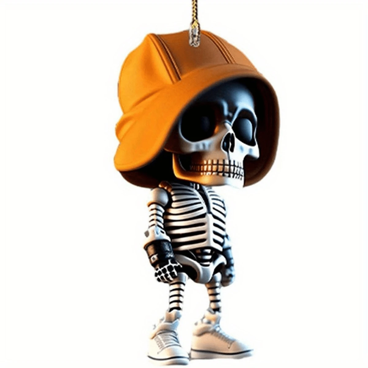 卡通骷髅亚克力钥匙扣汽车挂件背包钥匙扣装饰挂件万圣节圣诞节礼物创意 - 杏色 - 查看 1