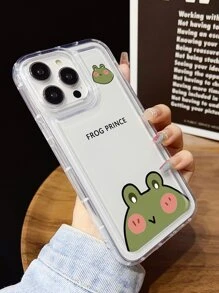 1只簡單可愛、青蛙圖案帶紅色臉頰的氣囊式手機殼,4邊保護,兼容iphone - 無色 - 查看 2