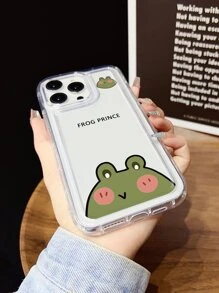 1只簡單可愛、青蛙圖案帶紅色臉頰的氣囊式手機殼,4邊保護,兼容iphone - 無色 - 查看 3