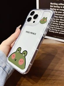 1只簡單可愛、青蛙圖案帶紅色臉頰的氣囊式手機殼,4邊保護,兼容iphone - 無色 - 查看 4