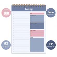 Trees Công cụ lập kế hoạch hàng ngày không ghi ngày Danh sách việc cần làm Notepad Undated 52 tờ Notepad xé ra Danh sách kiểm tra xoắn ốc Công cụ sắp xếp năng suất, 9,8 * 6,5 inch - Màu tím - Xem 3