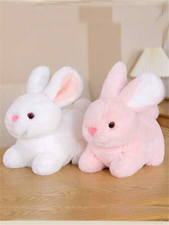 أرنب أبيض محشو دمية أرنب من القماش الناعم قطعة جميلة واقعية عروسة وسادة هدية عيد الميلاد ، هدية رائعة للأصدقاء وعيد الأم