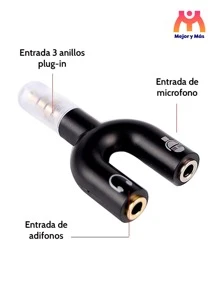 PACK OF 10 3.5mm Stereo Audio Splitter, Microphone And Headphones, Auxiliary + Gift! - Black - View 6