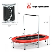 Goplus 50'' Trampoline for 2 People Foldable Rebouncer w/Adjustable Handrail - 紅色 - 查看 10