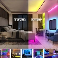 1 Rolle 5V 3535RGB Mehrfarbig Temperatur LED Streifenlicht mit Batteriekasten für Schlafzimmer, Küche, Wohnzimmer, Badezimmer, Party, Kleiderschrank, 1m/3.28ft, 3m/9.84ft, 5m/16.4ft, 10m/32.8ft, 15m/49.21ft (Batterie nicht im Lieferumfang enthalten)