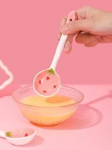 1 件心形长柄陶瓷勺，适合家庭用作汤勺、饭勺、甜点勺圣诞礼物 - 粉色 - 查看 2