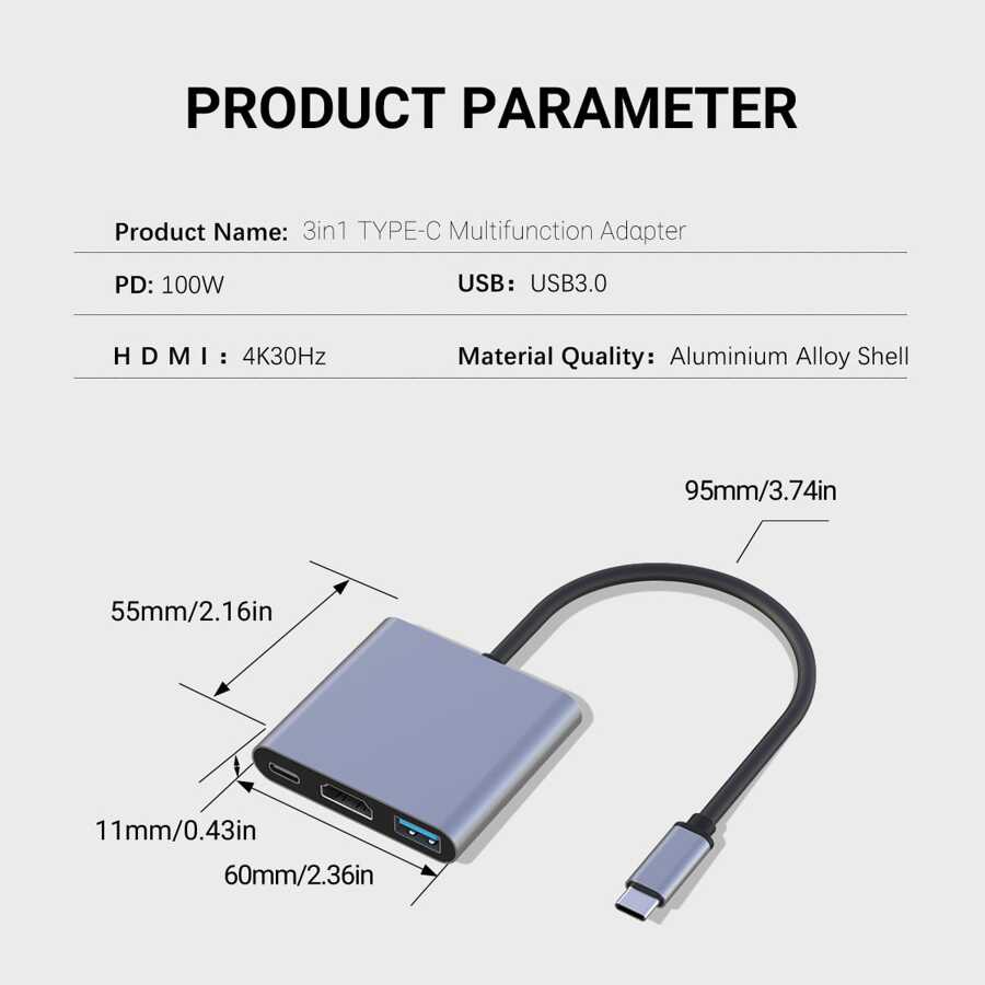 NADODO USB C Adapter 4K, USB Type C Multiport Adapter PD 100W USB 3.0 ...