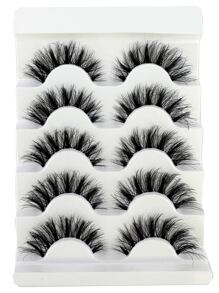 HBZGTLAD 假睫毛，5 對/套 3D 透明莖假睫毛天然水貂睫毛蓬鬆貓眼假睫毛眼睫毛延長 - 黑色 - 查看 6