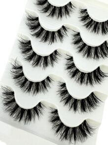 HBZGTLAD 假睫毛，5 對/套 3D 透明莖假睫毛天然水貂睫毛蓬鬆貓眼假睫毛眼睫毛延長 - 黑色 - 查看 2
