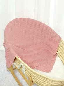 1pc Simple Knitted Baby Blanket For Stroller, Car Seat, And All Seasons Love Valentine - Pink - View 2