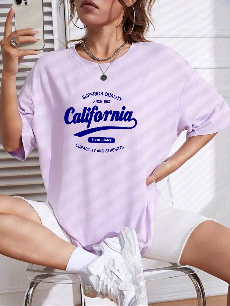 Plus Size T-shirts - 淡紫色 - 查看 1