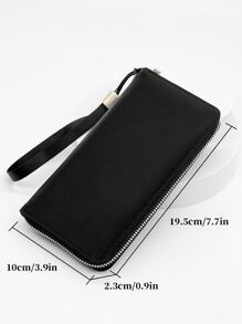 Minimalist Solid Color Basic Fashion Business Casual Multifunctional Wallet, Phone Wallet, Card Holder, Unisex Wallet, Long Wallet, Wrist Wallet - Black - View 7