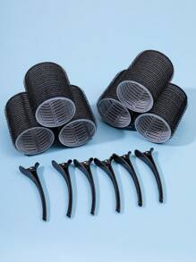 巨型卷发器滚筒 12 件/套自握滚筒套件，含 6 个滚筒和 6 个夹子，沙龙品质卷发器，适用于 DIY 发型设计，无热滚筒 2.08 英寸，卷发器，无热卷发，卷发器，理发沙龙美发产品及配件，美容旅行必需品 - 黑色 - 查看 5