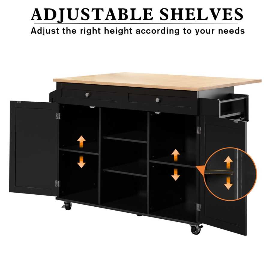 HLR-Kitchen Island On Wheels, Rolling Kitchen Island Cart With Drop ...